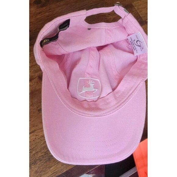 John Deere 2 Womens Adjustable Cotton Canvas Vintage Hat Floral Daisy Pink Brown - Picture 9 of 11